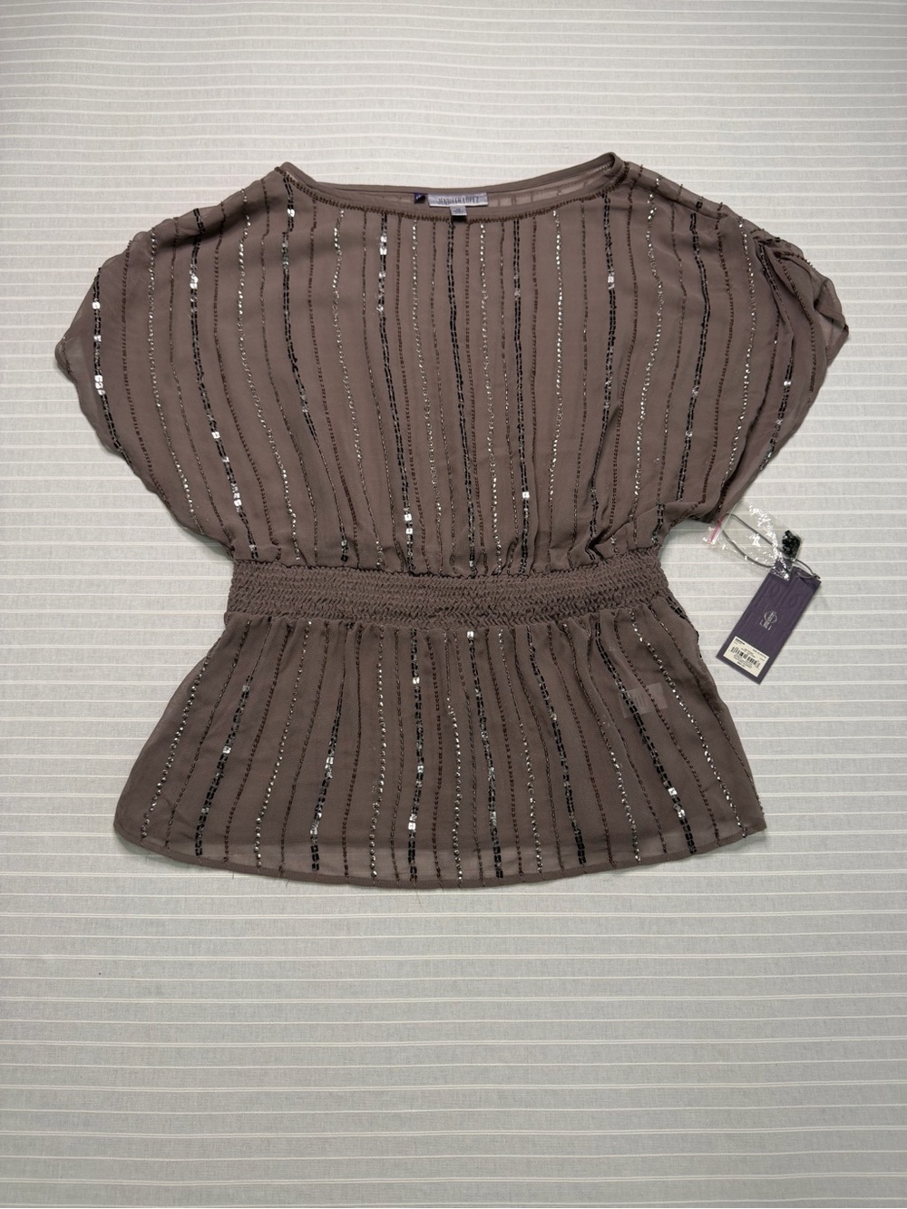 ✨ Jennifer Lopez Petite Embellished Sheer Blouse – NWT – XS
